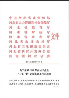 2019年河北高校畢業(yè)生“三支一扶”計劃招募1200名公告